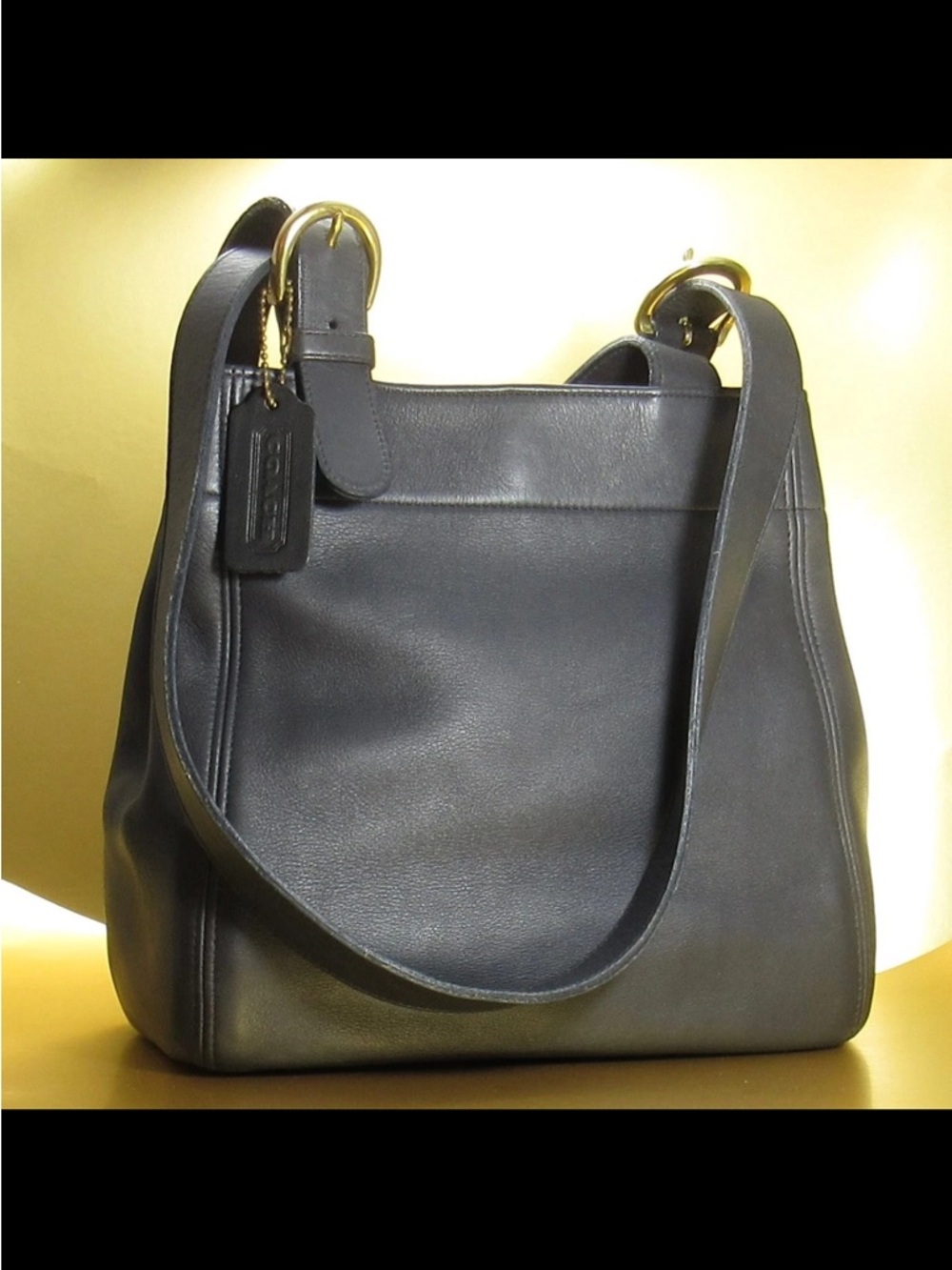 Coach Black Leather Double-Strap Shoulder Bag - Picture 11 of 16